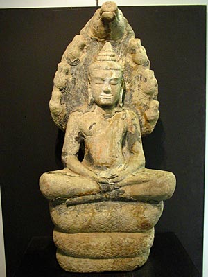 Buddha in Meditation, sheltered by Naga