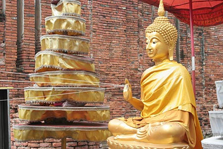 Abhaya Mudra, Buddha Image at Wat Thammikarat, Ayutthaya.