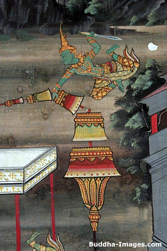 Sakka strikes the royal umbrellas - the Canda-Kumara Jataka