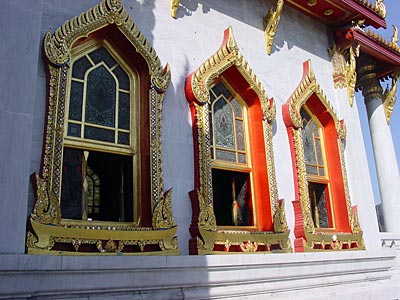 Decorated windows at Wat Benchamabophit, Bangkok