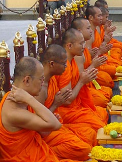 Monks on top of Golden Mount, Historical Bangkok